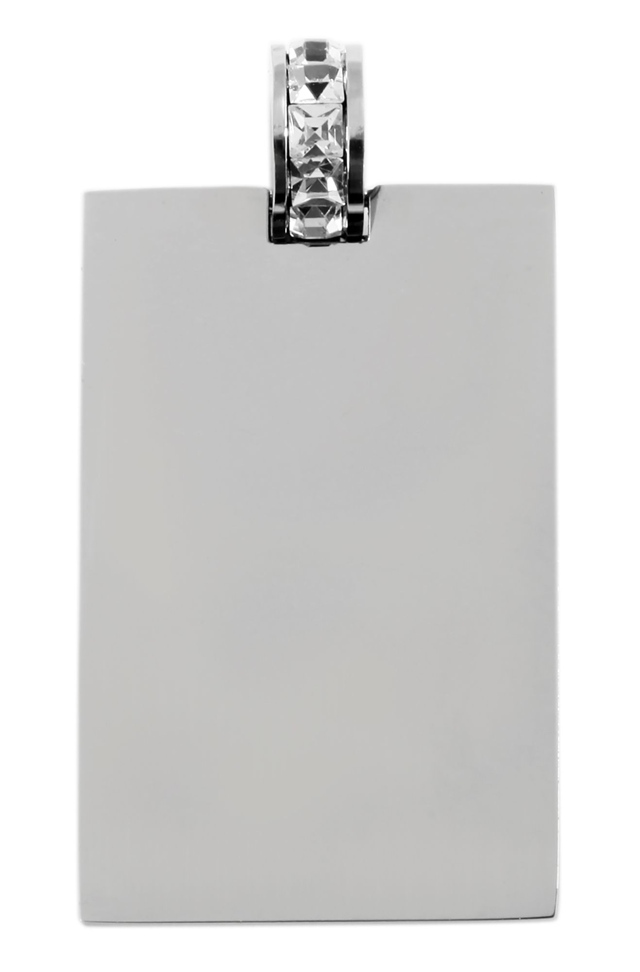 Akzent Edelstahl Gravuranhänger, Öse mit Similisteinen besetzt, silberfarbig