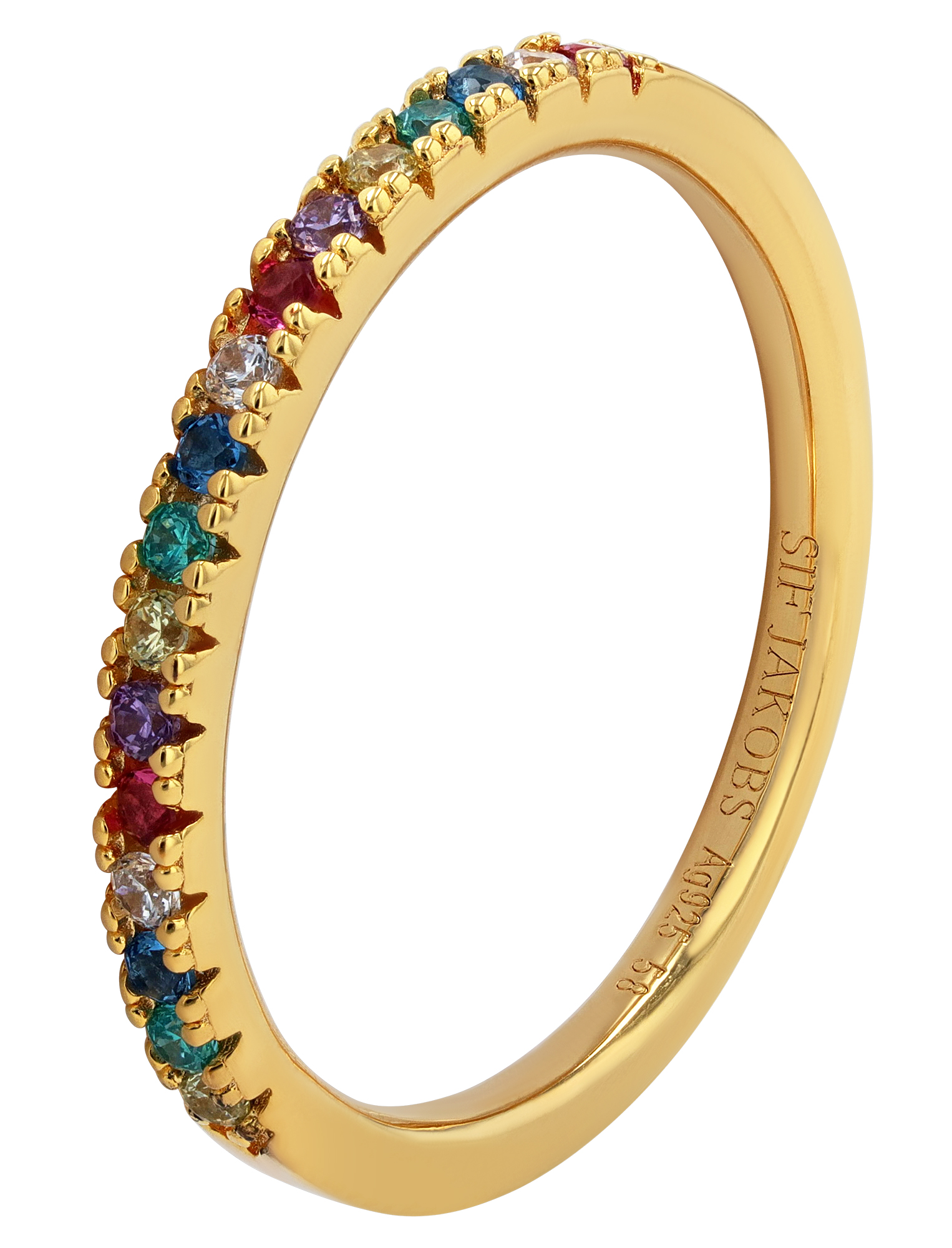 Sif Jakobs Jewellery 925/- Echt Silber Ring "Ellera" Gr 58, Zirkonia (bunt), vergoldet
