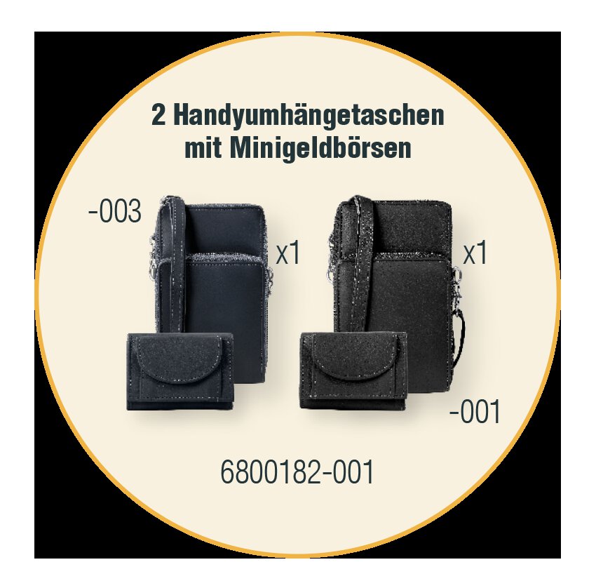 2 Stück Handyumhängetasche mit Minigeldbörse, Echtleder