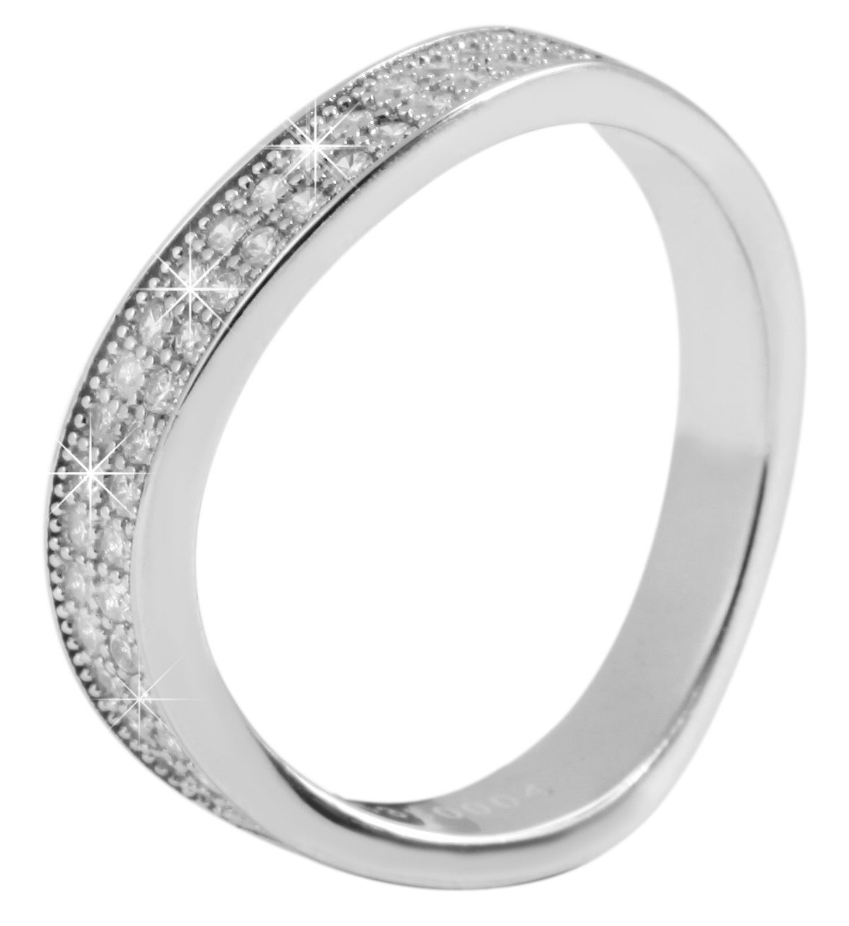 925 Echt Silber Ring, Zirkoniabesatz, 925/rhodiniert, Gr. 51
