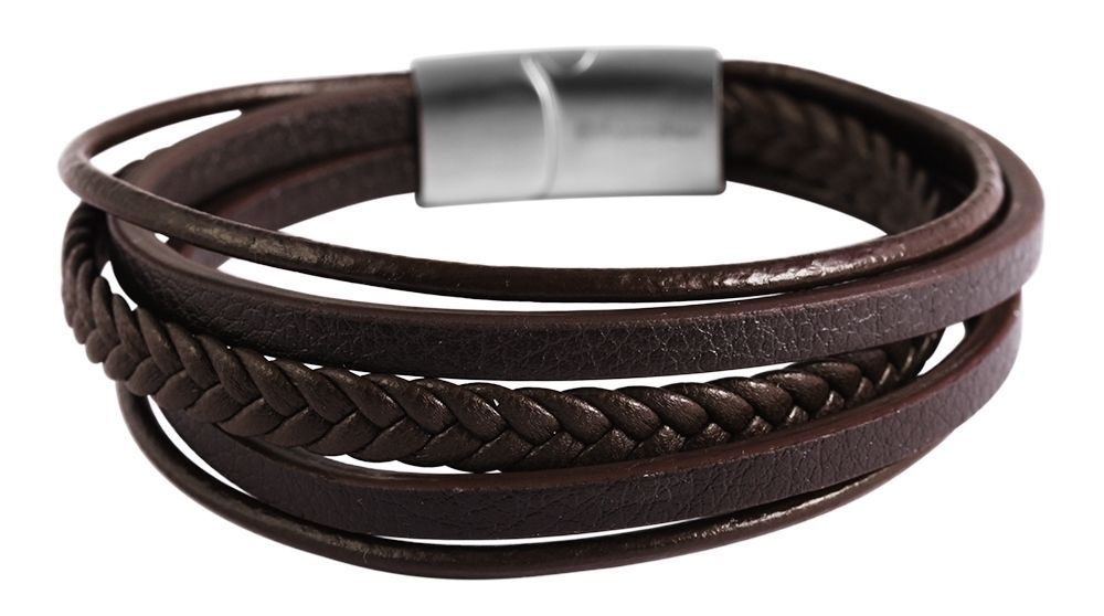 Raptor Lederarmband mit Edelstahlmagnetschließe, Länge 22 cm, braun