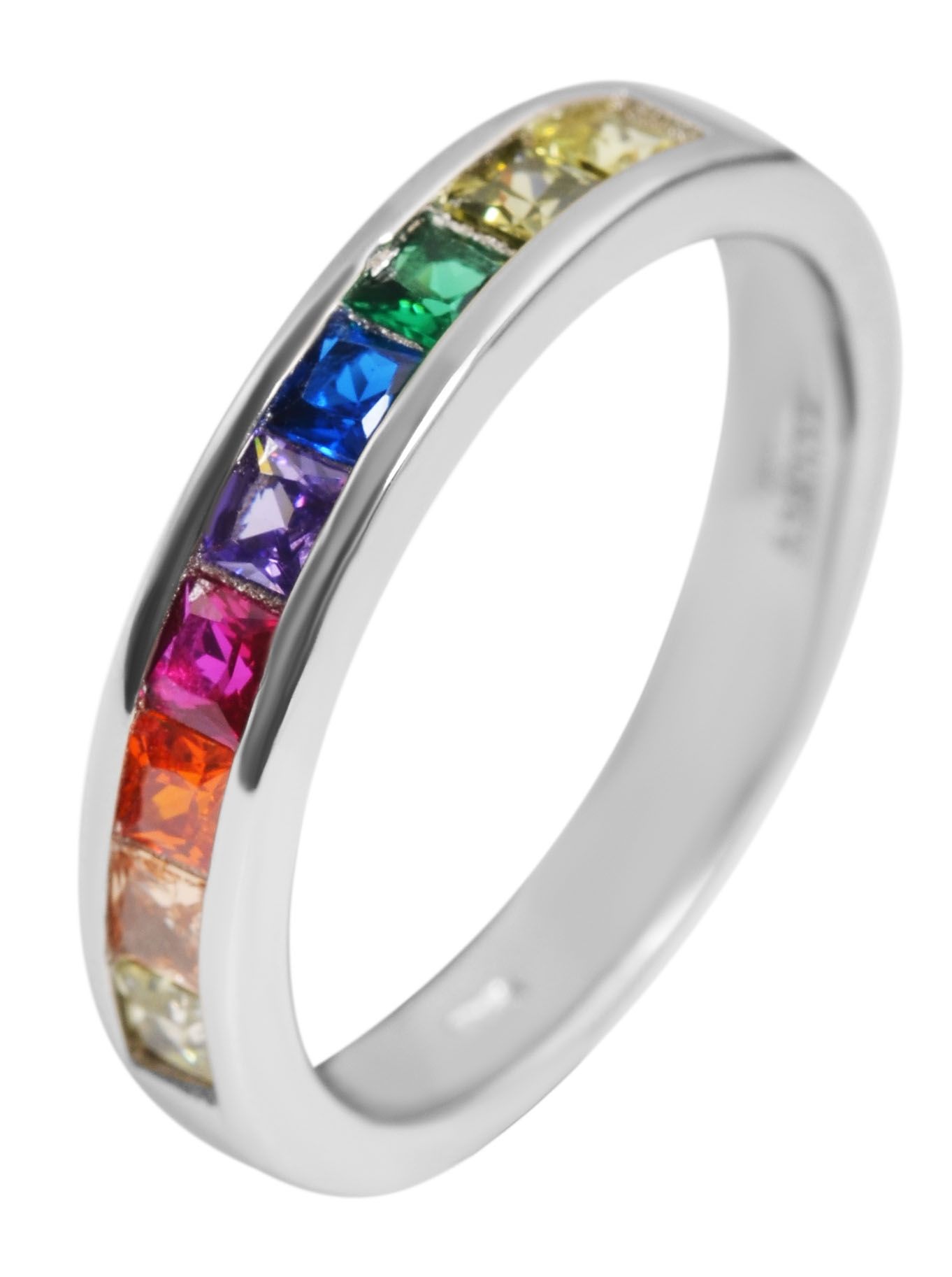 925/- Echt Silber Damenring "Sandy" mit buntem Zirkoniabesatz, 925/rhodiniert, Gr. 56