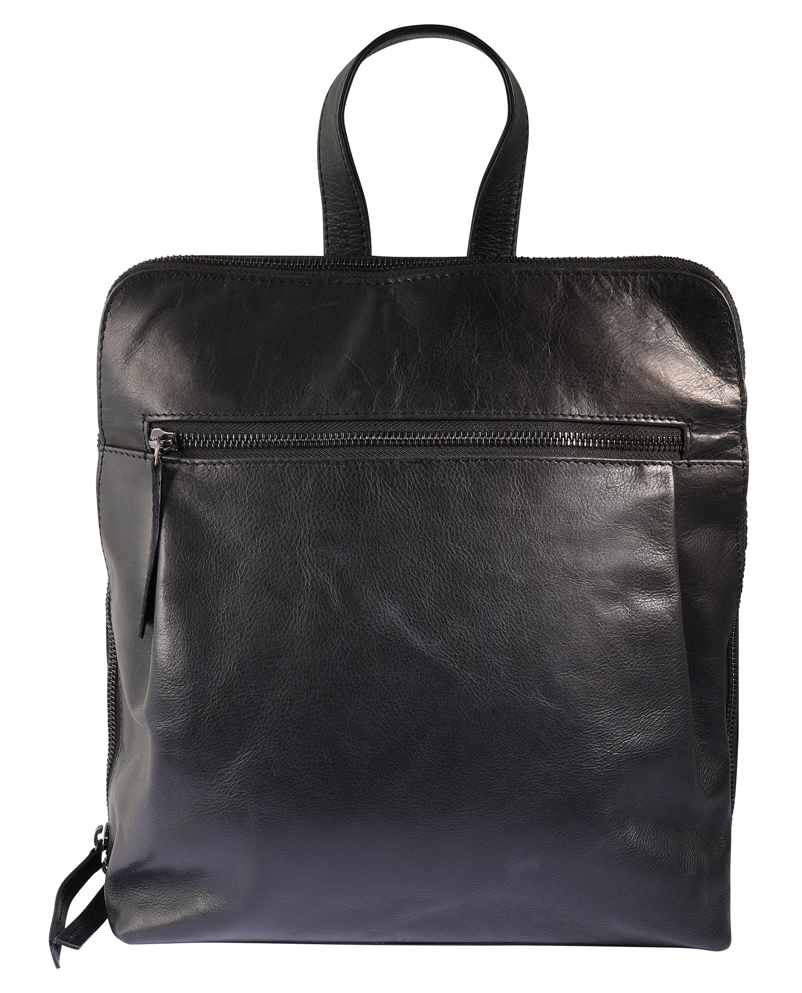Leonardo Verrelli, Echtleder Rucksack/Tasche, Reißverschluss, verstellbare Riemen, schwarz
