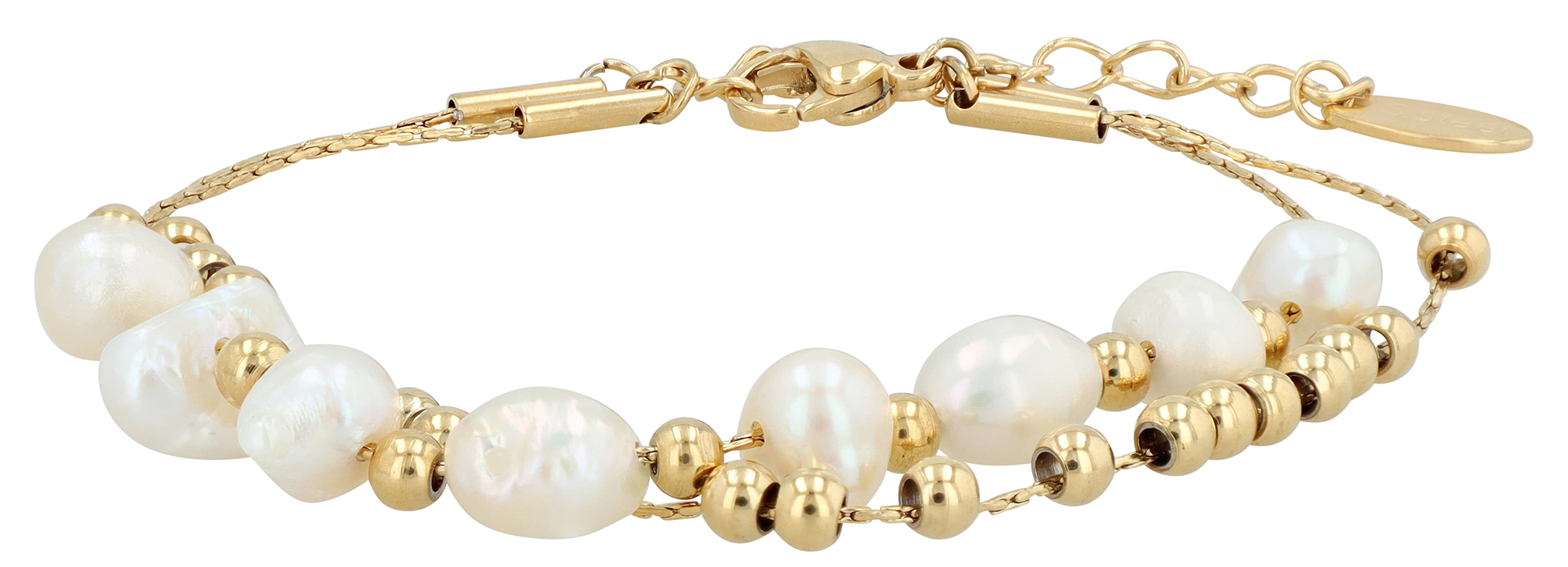 "Arabella" Edelstahl, Doppelarmband-Armband, 17 + 5 cm, goldfarben