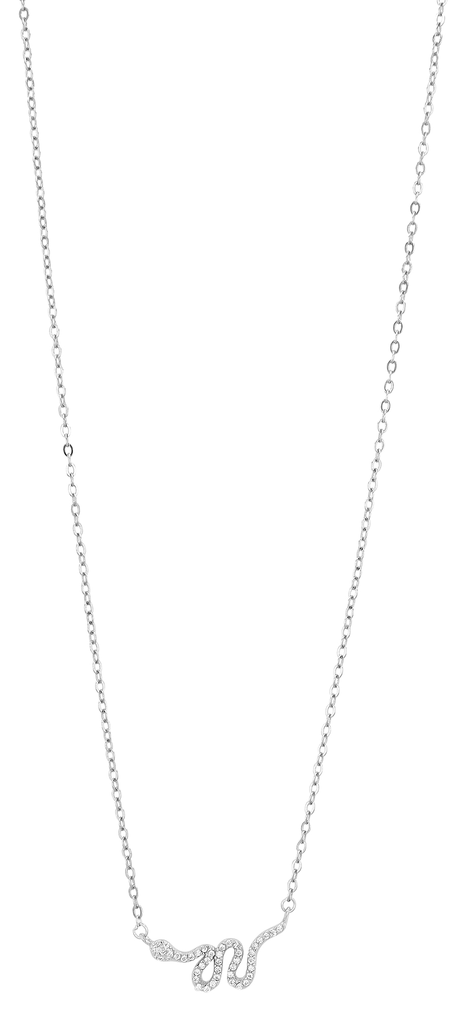 "Hylja" 925/- Echt Silber Kette mit Anhänger, silberfarben, Schlange, Zirkonia, 42 + 3 cm