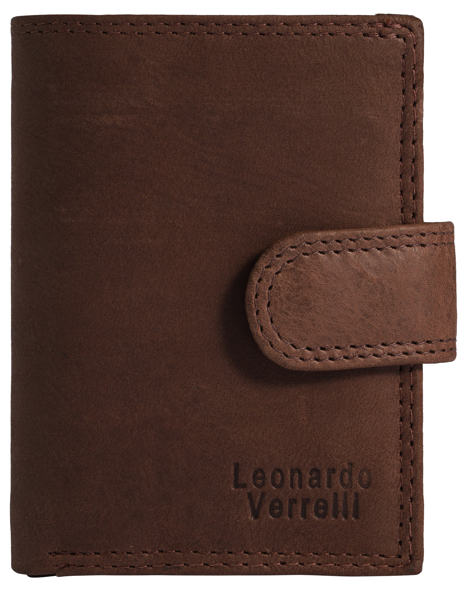 Leonardo Verrelli Echtleder (vintage) Geldbörse mit Pop-up-Kartenhalter, RFID, dunkelbraun