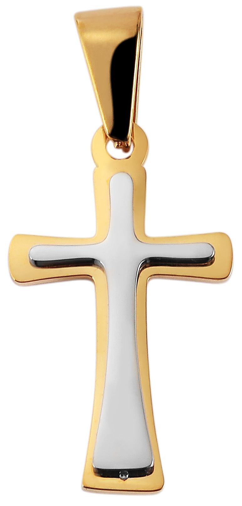 Akzent Edelstahlanhänger, Kreuz, IP Gold, bicolor
