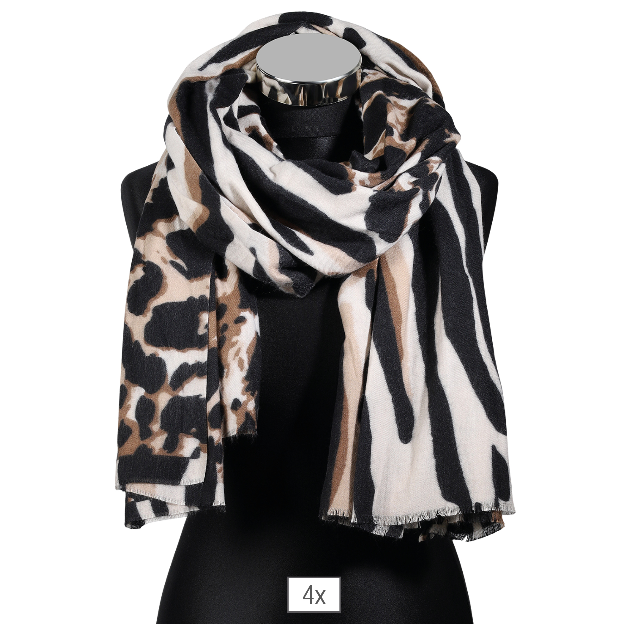 Winterschal Animal-Print schwarz/ beige , 100% Viskose, VE 4 Winterschal Animal-Print schwarz/ beige , 100% Viskose, VE 4