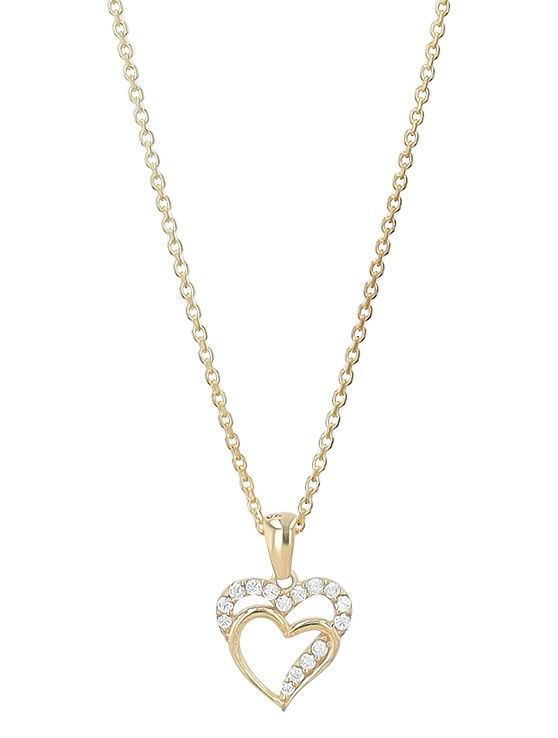 "Mirja" 925/- Echt Silber Halskette mit Herzanhänger, vergoldet