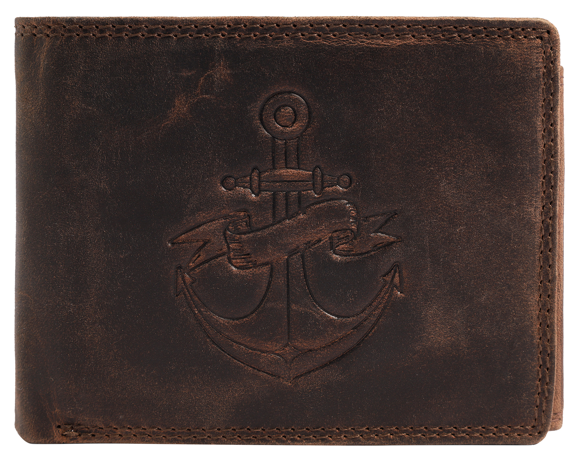 Akzent Geldbörse, RFID, Querformat, Anker, braun