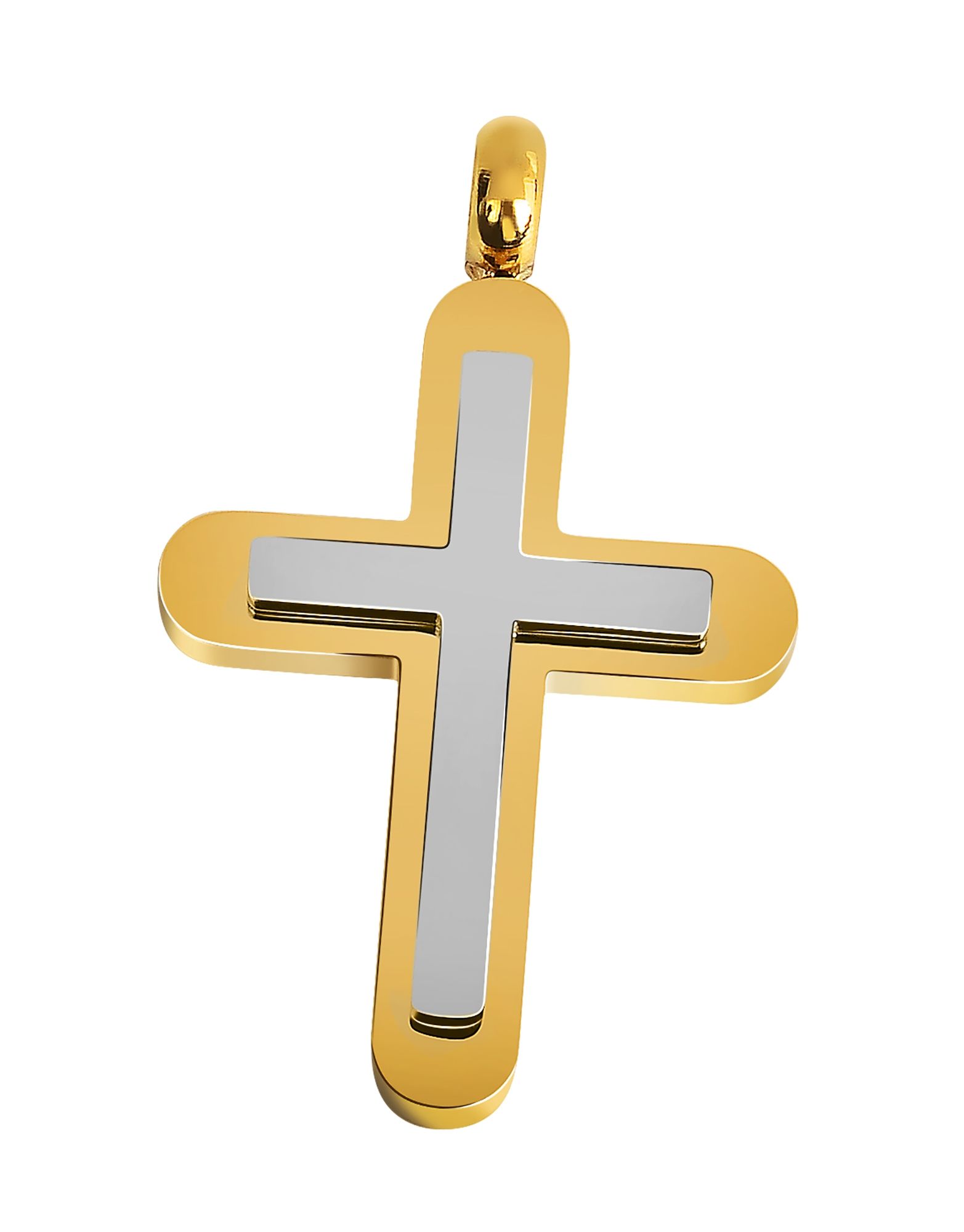 Akzent Edelstahlanhänger, Kreuz, goldfarben/silberfarben