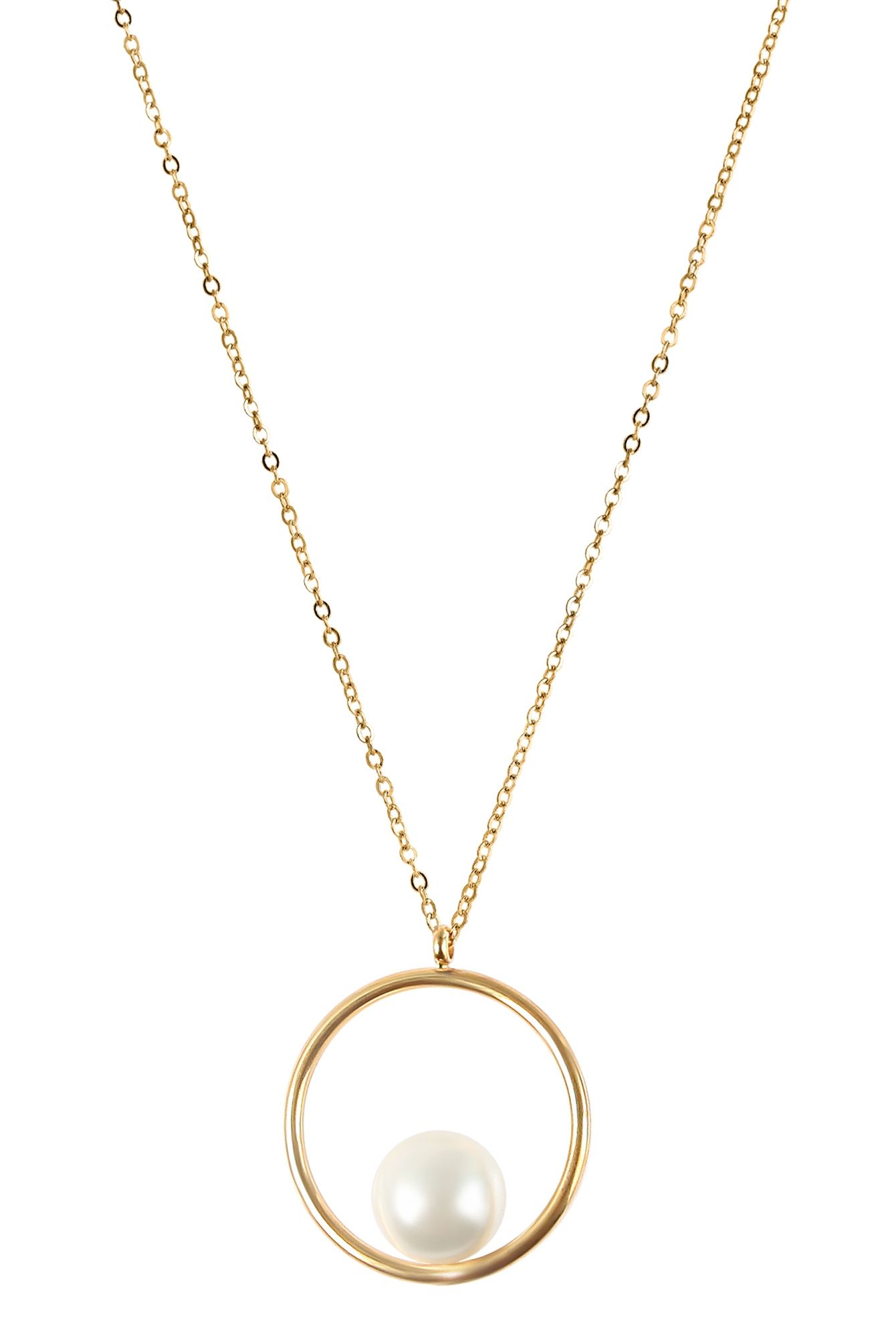 Akzent Edelstahlschmuckset (Kette und Ohrringe), mit Glasperlen, goldfarbig