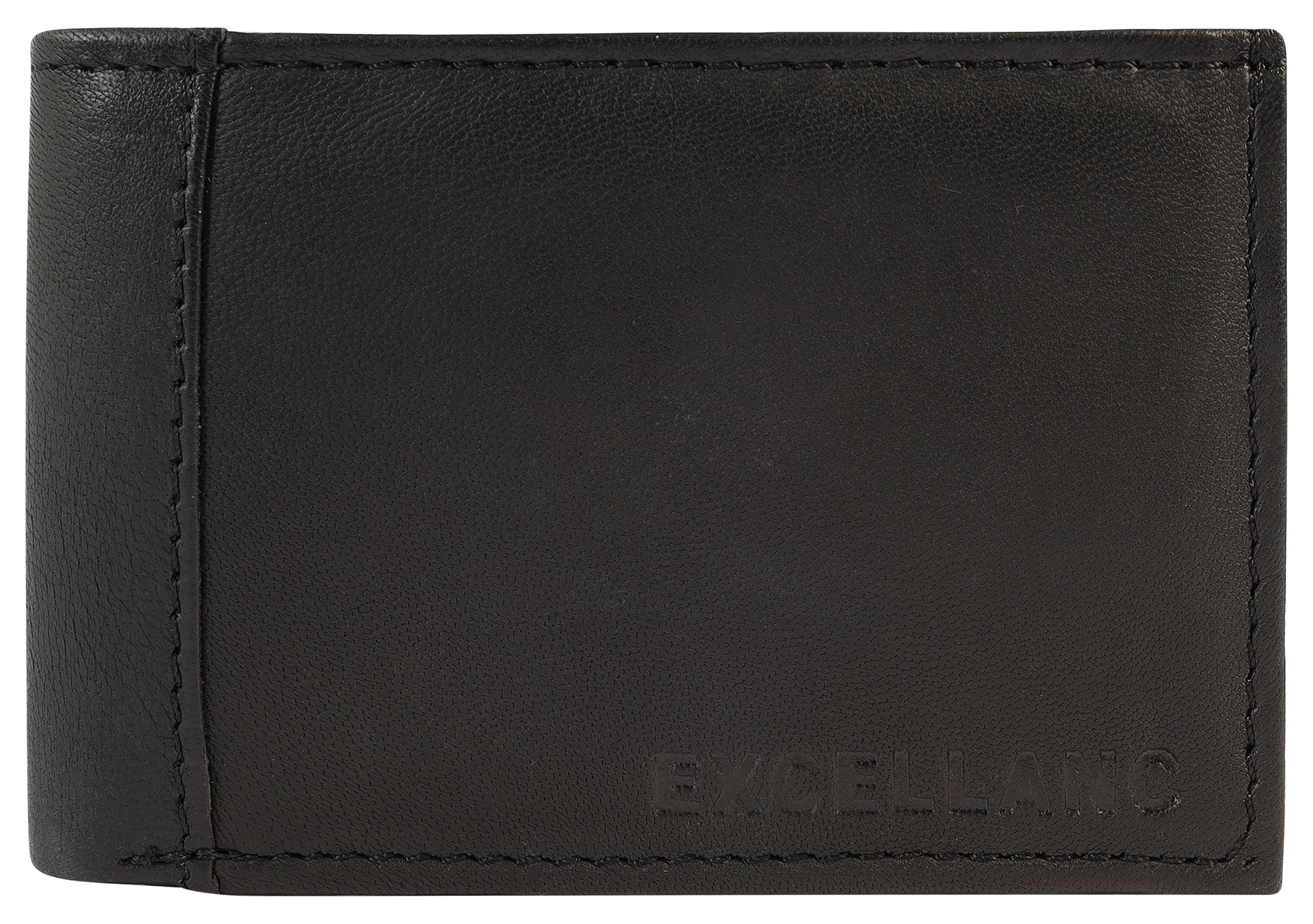 Excellanc Mini-Geldbörse aus Echtleder in schwarz/ dunkelblau