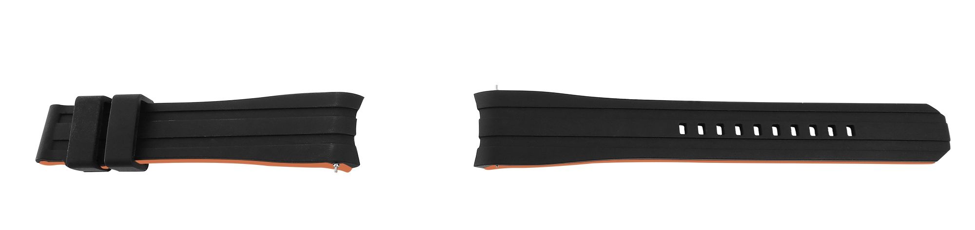 Schnellwechselarmband für Uhren, Silikon, Dornschließe, schwarz/orange, 18 mm