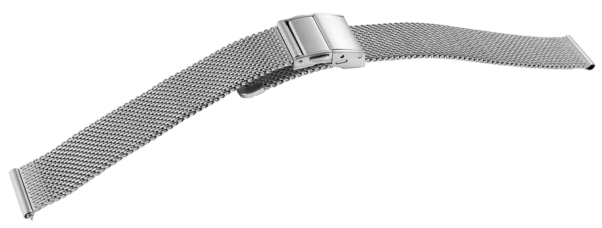 Edelstahl-Milanese (Quick-Release), Faltschließe, silberfarben, 16 mm