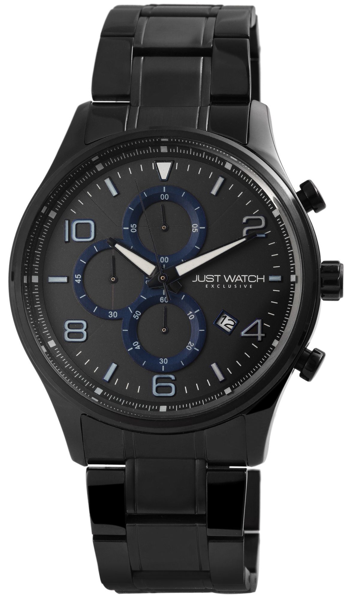 Just Watch Exclusive Herren Chronograph Edelstahlband schwarz