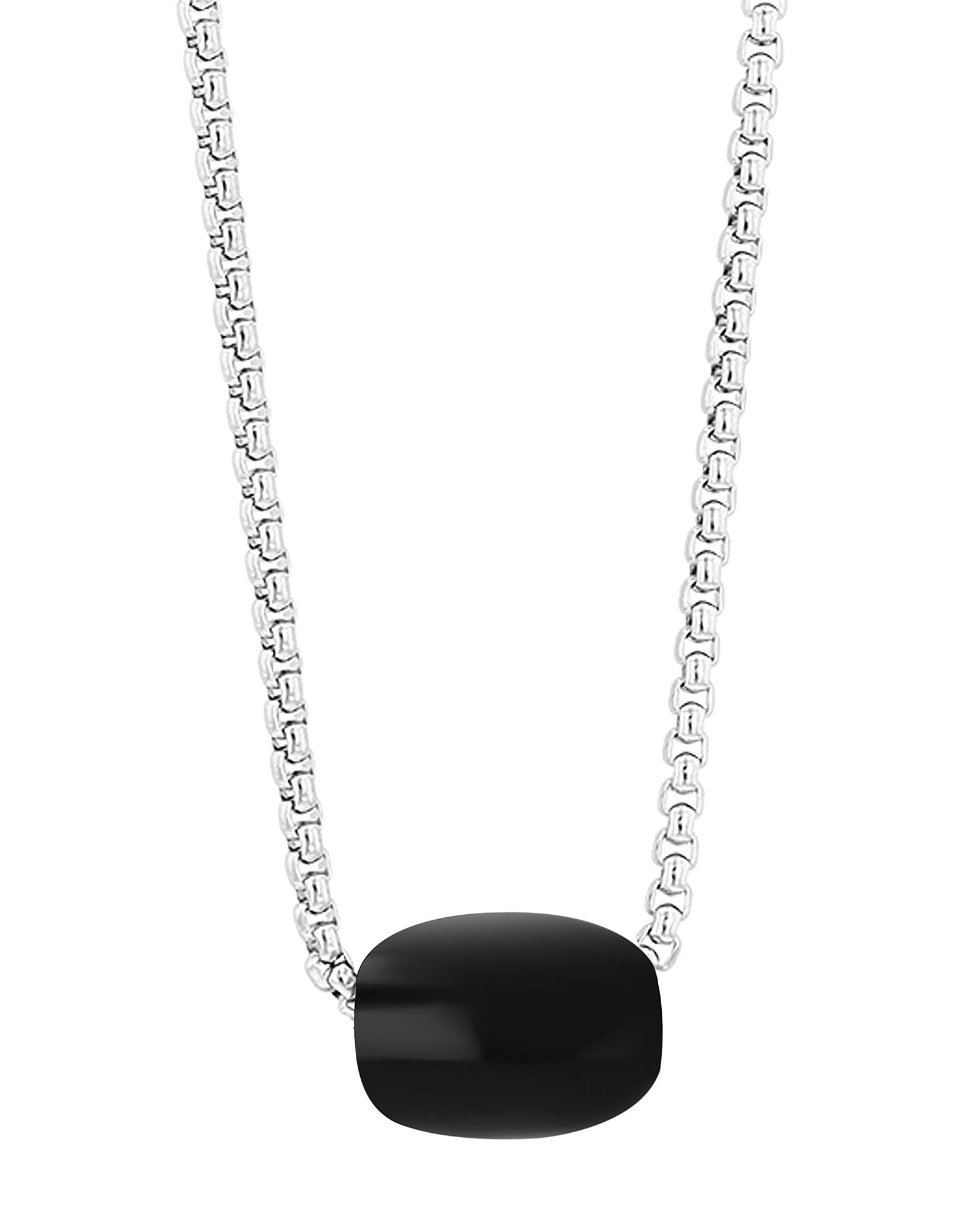 Akzent Halskette mit Onyx Anhänger, silberfarben, 61 cm