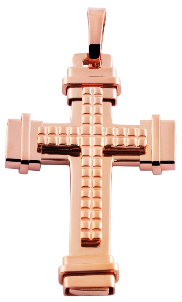 Akzent Kreuzanhänger aus Edelstahl, IP plattiert, roségoldfarbig