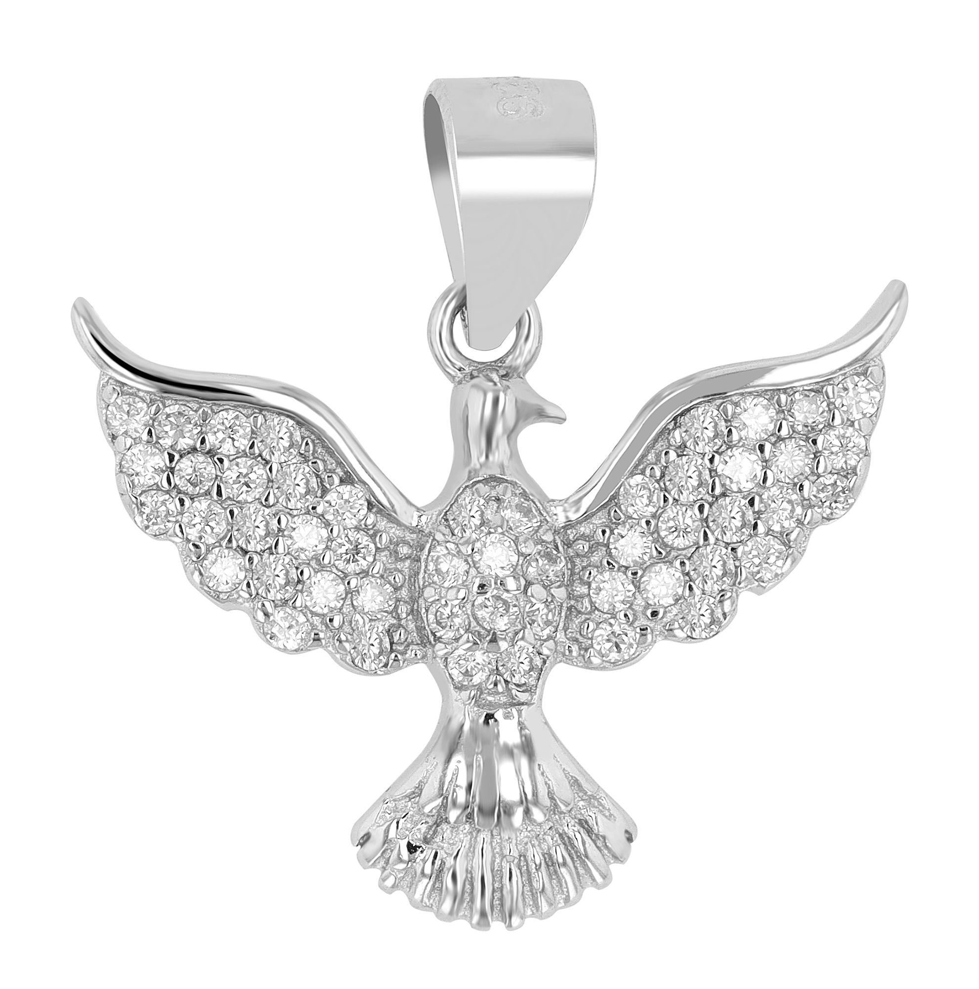 Kettenanhänger Taube 925er Sterling Silber "Zezilia" mit weißen Zirkoniabesatz, rhodiniert