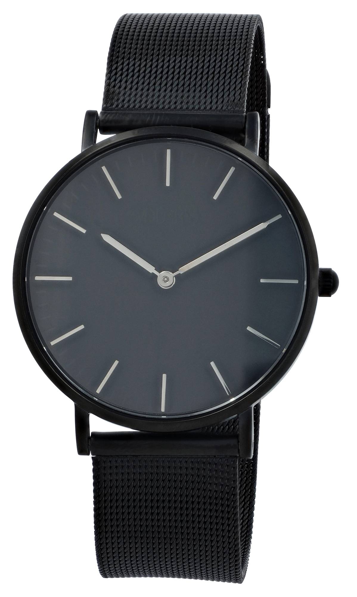 Moderno Milano Edelstahl Damenuhr Ø 36,5 mm, Meshband, Saphirglas, schwarz