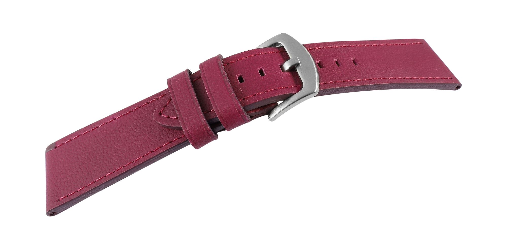 Echtleder-Uhrenarmband "super-soft", fuchsia-pink, Naht, 18 mm