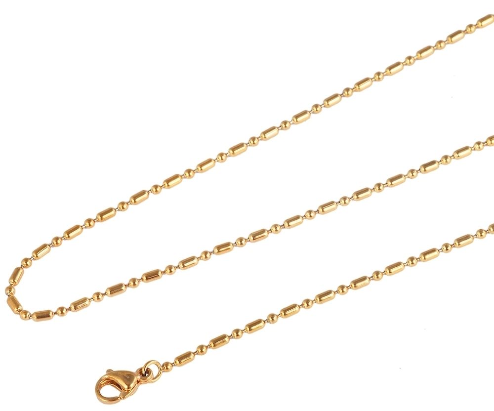 Akzent Kugelkette, rund/oval, Edelstahl, goldfarben, Länge 70 cm