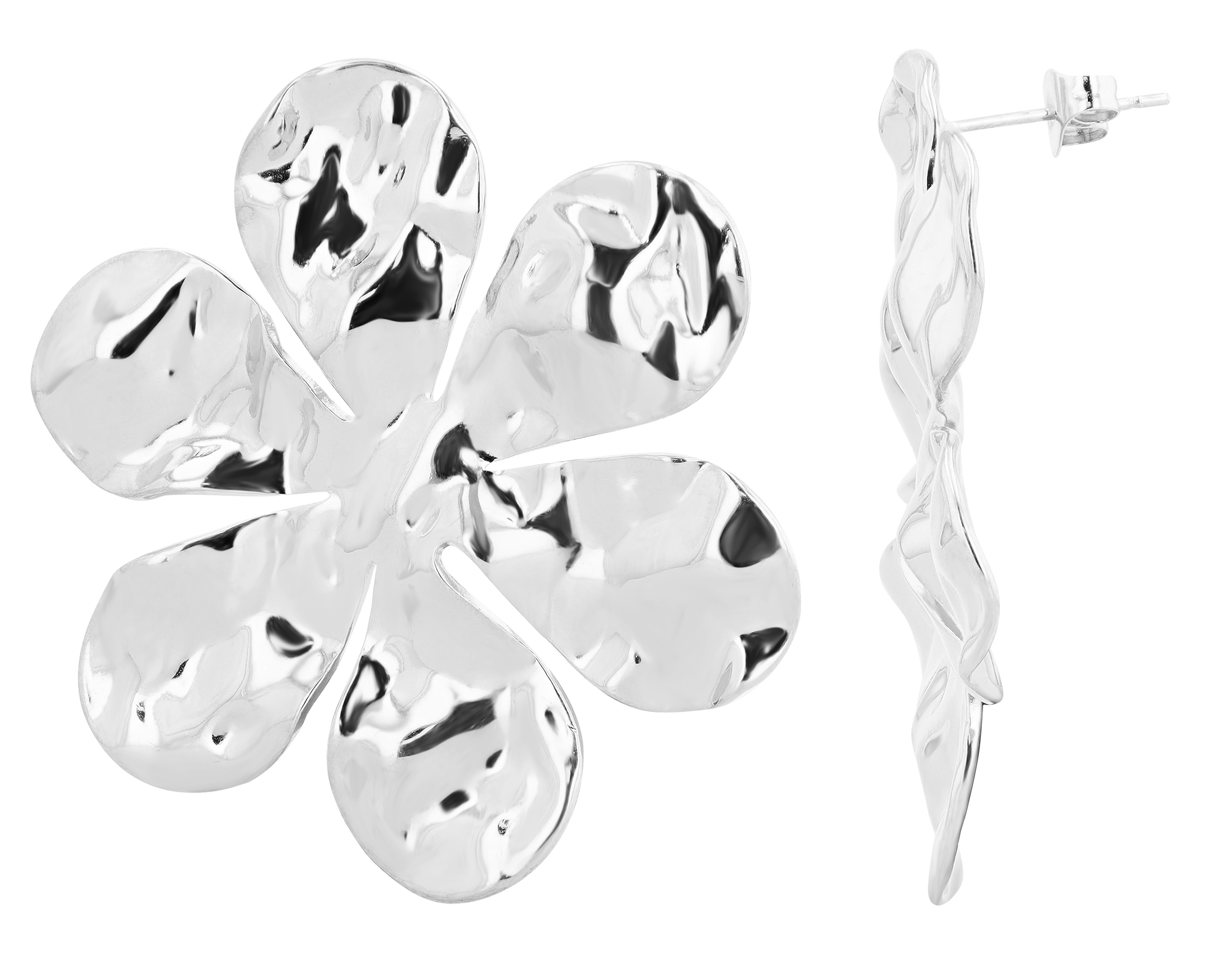 "Valkyrie" Edelstahl Ohrstecker, markante Blume, silberfarben