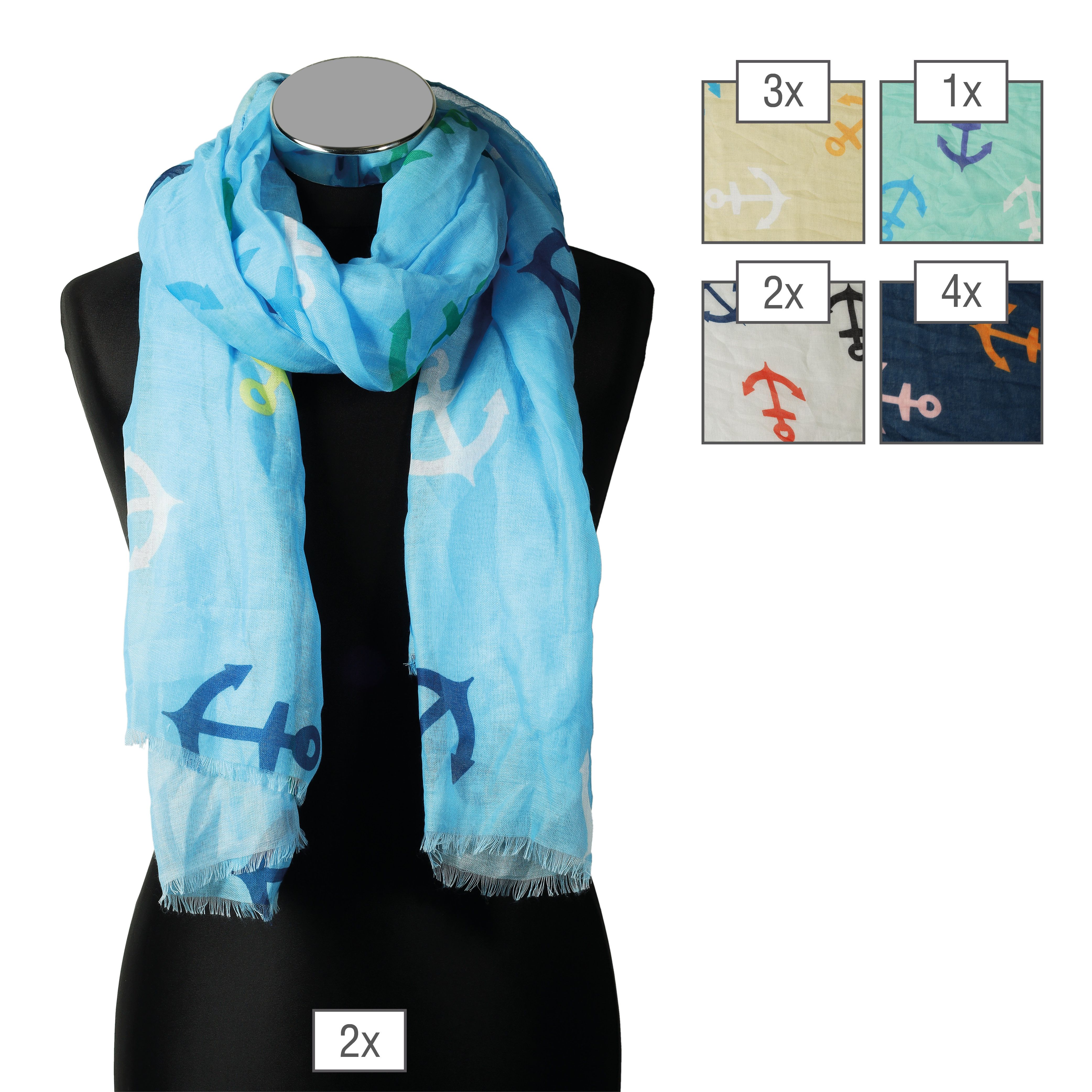 Schalpaket farblich sortiert, 170 x 70 cm, 100% Polyester, VE 12