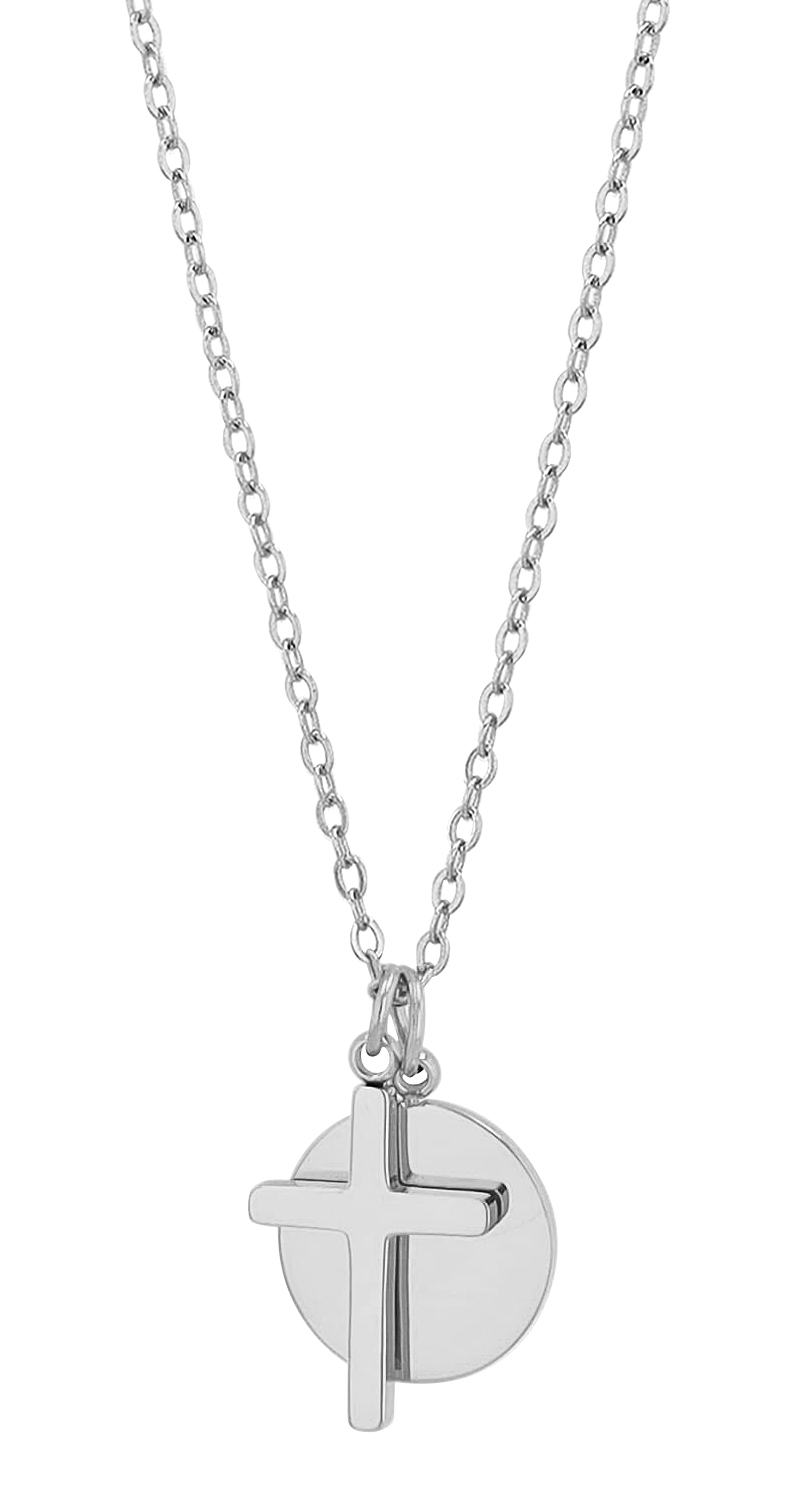 "Caitlin" Edelstahlkette mit Anhänger, personalisierbar, Kreuz, 41 + 5 cm