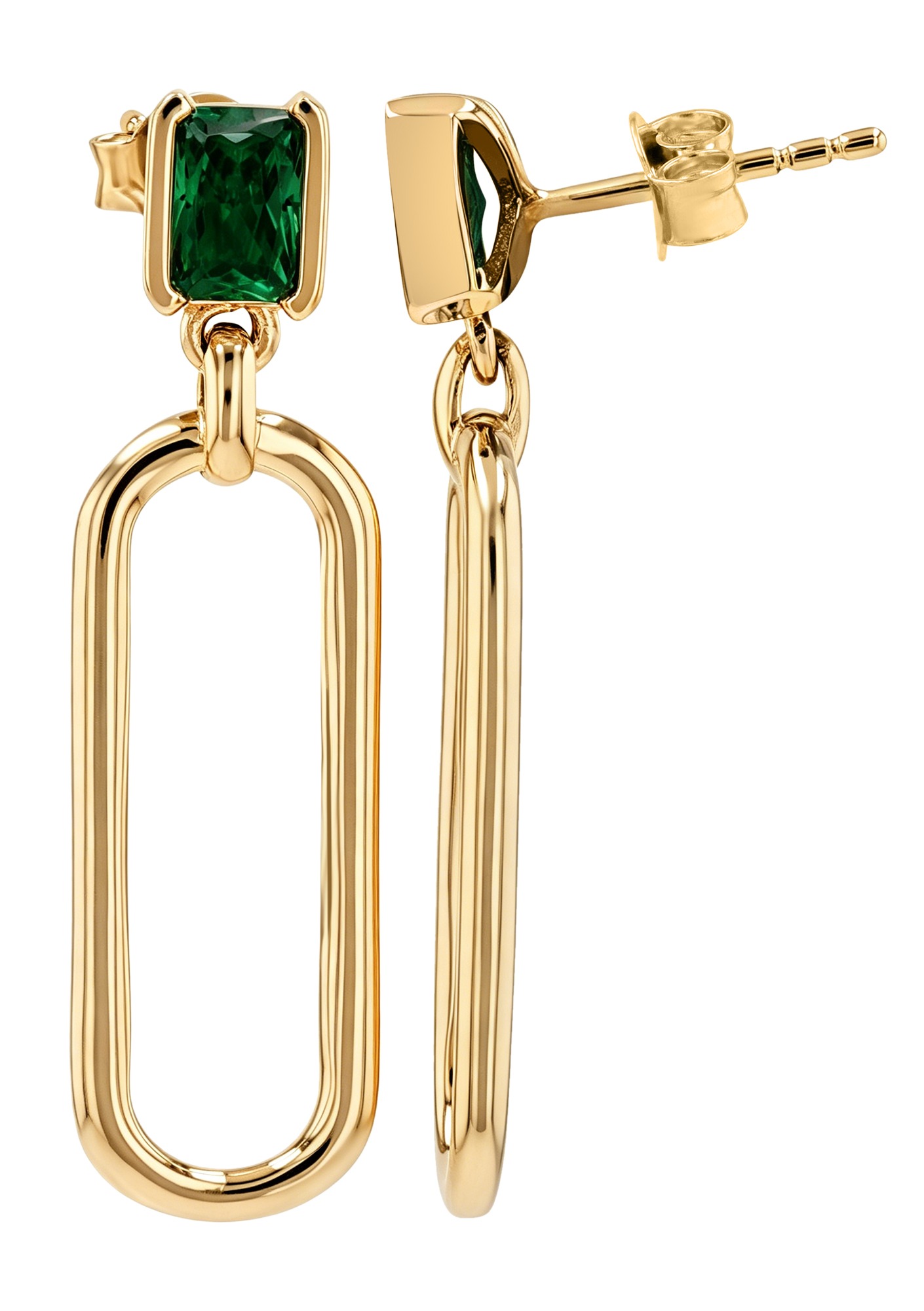 Sif Jakobs Jewellery 925/- Echt Silber Ohrstecker hängend "Roccanova Lungo", Zirkonia (grün), vergoldet