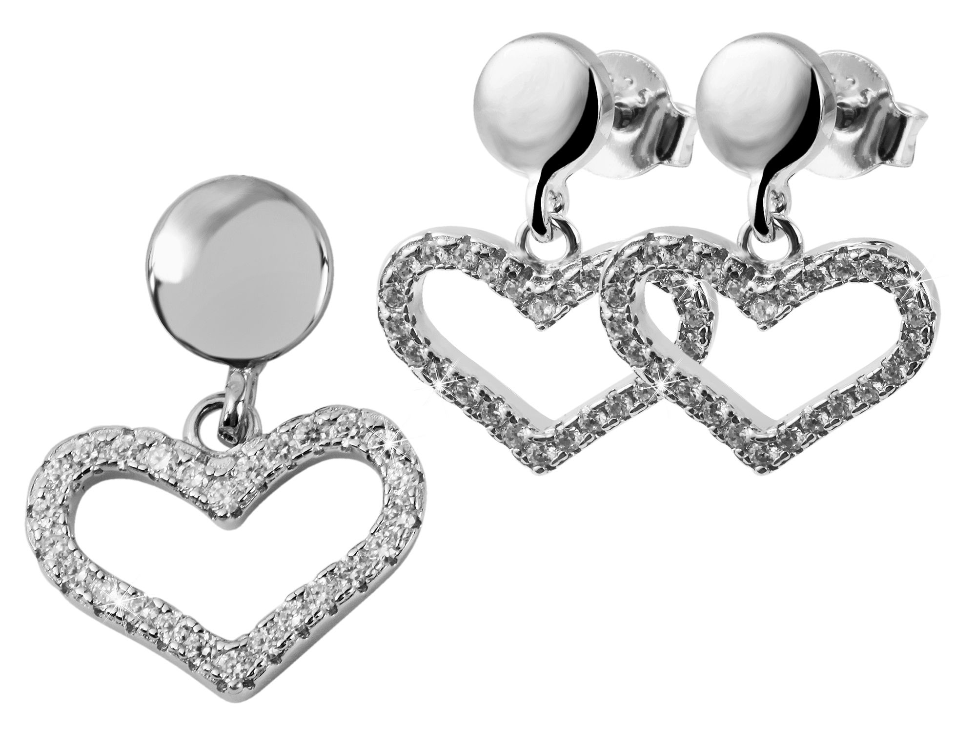 925/- Echt Silber Schmuckset "Samia" mit Ohrring und Anhänger, 925/rhodiniert