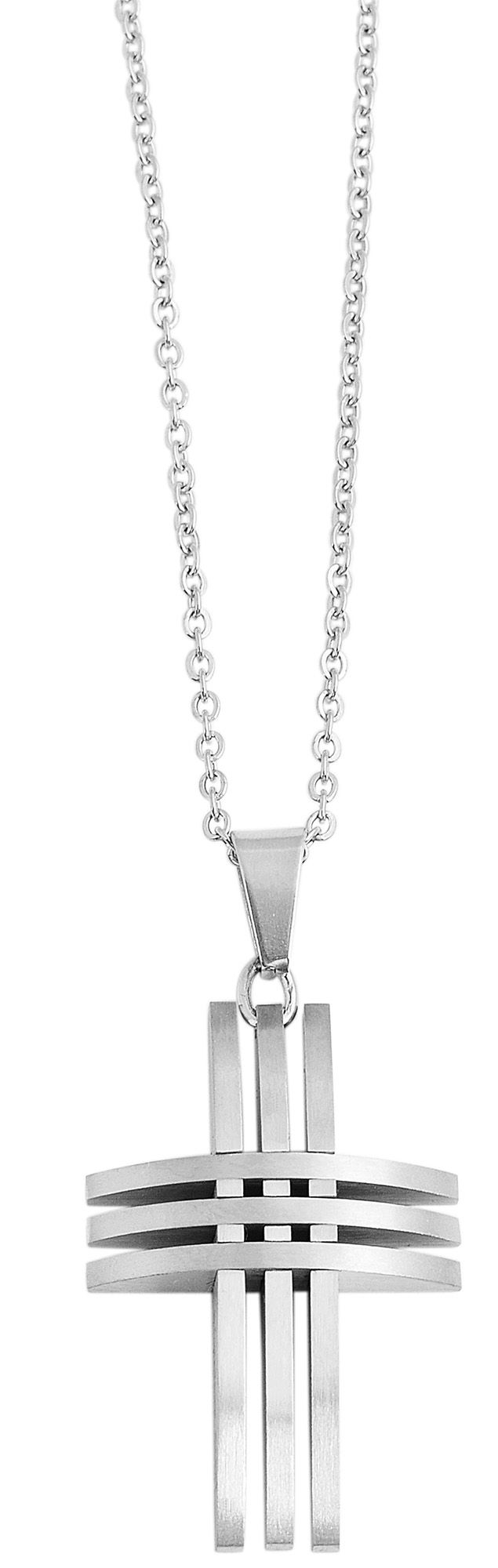 "Blanca" Edelstahl Ankerkette mit Anhänger, Kreuz, 43 + 5 cm, silberfarben