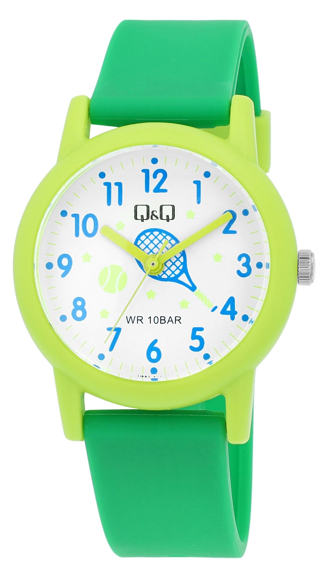 Q&Q Kinderuhr, Kunststoff, Silikonarmband, "Tennis", 10 ATM, Ø 32 mm