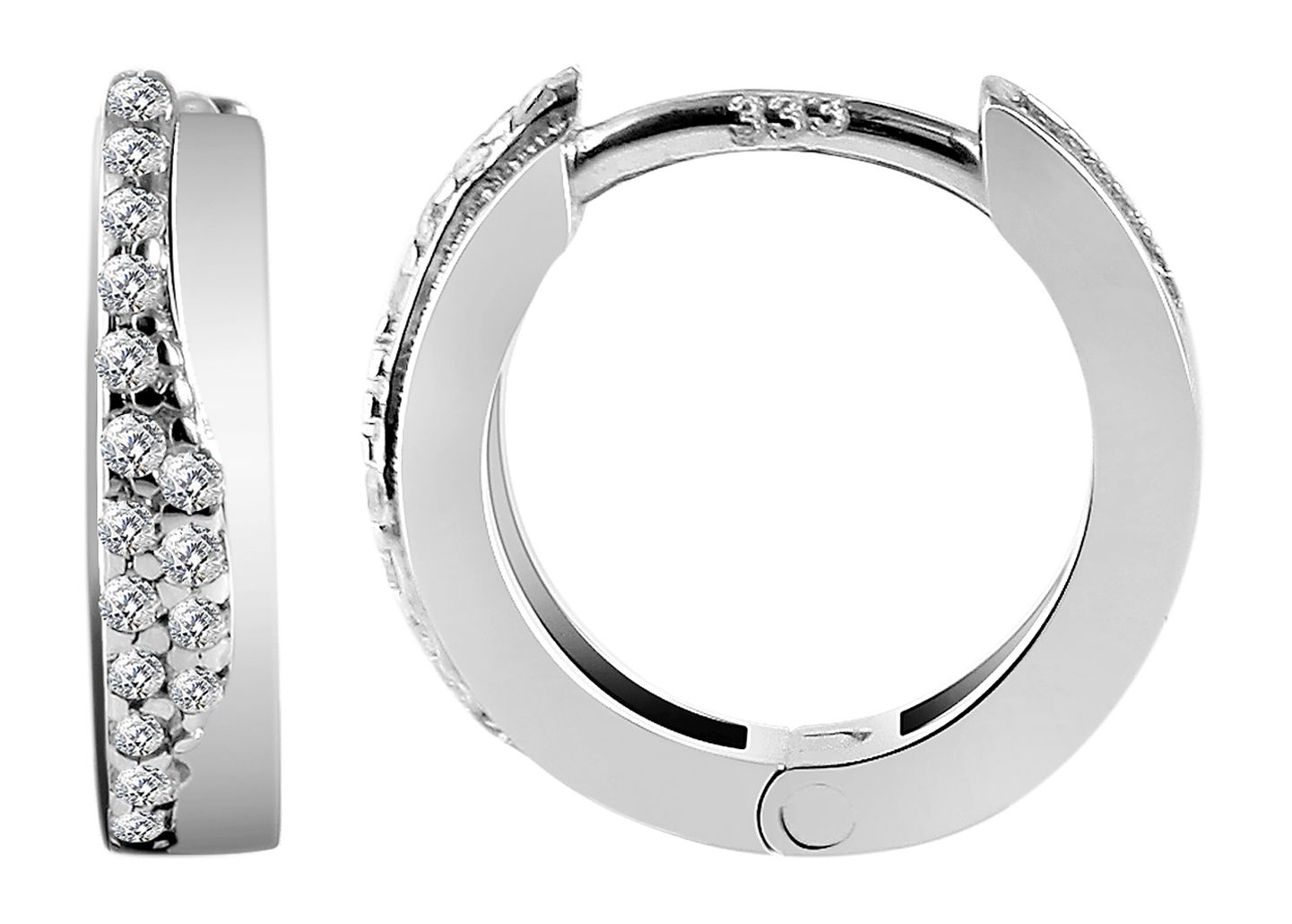 333/- Gold "Julaine" Klapp-Creolen mit Zirkoniabesatz, 8 Karat, Weißgold