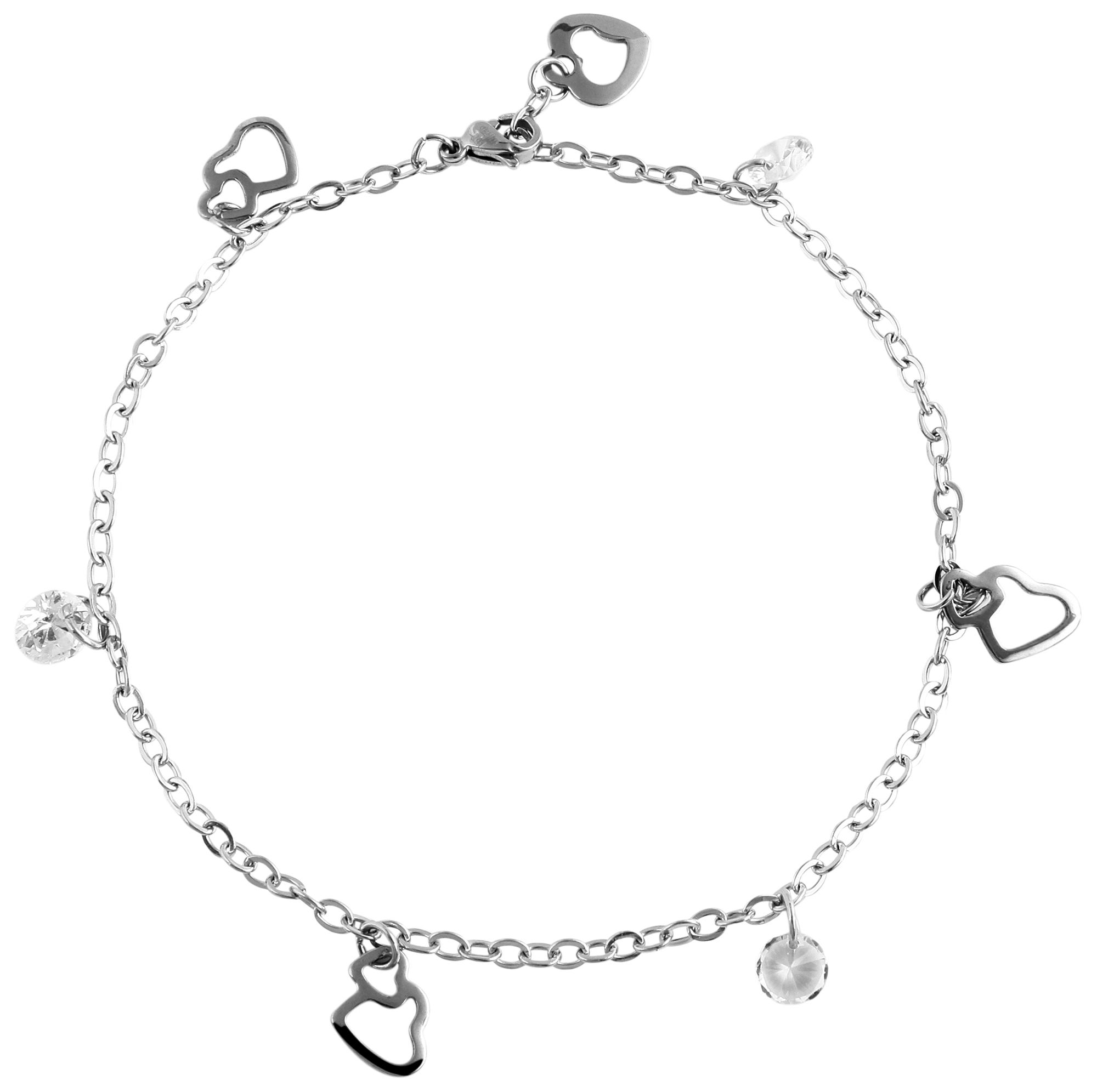 Akzent Edelstahl Fußkette, 25cm, silberfarbig