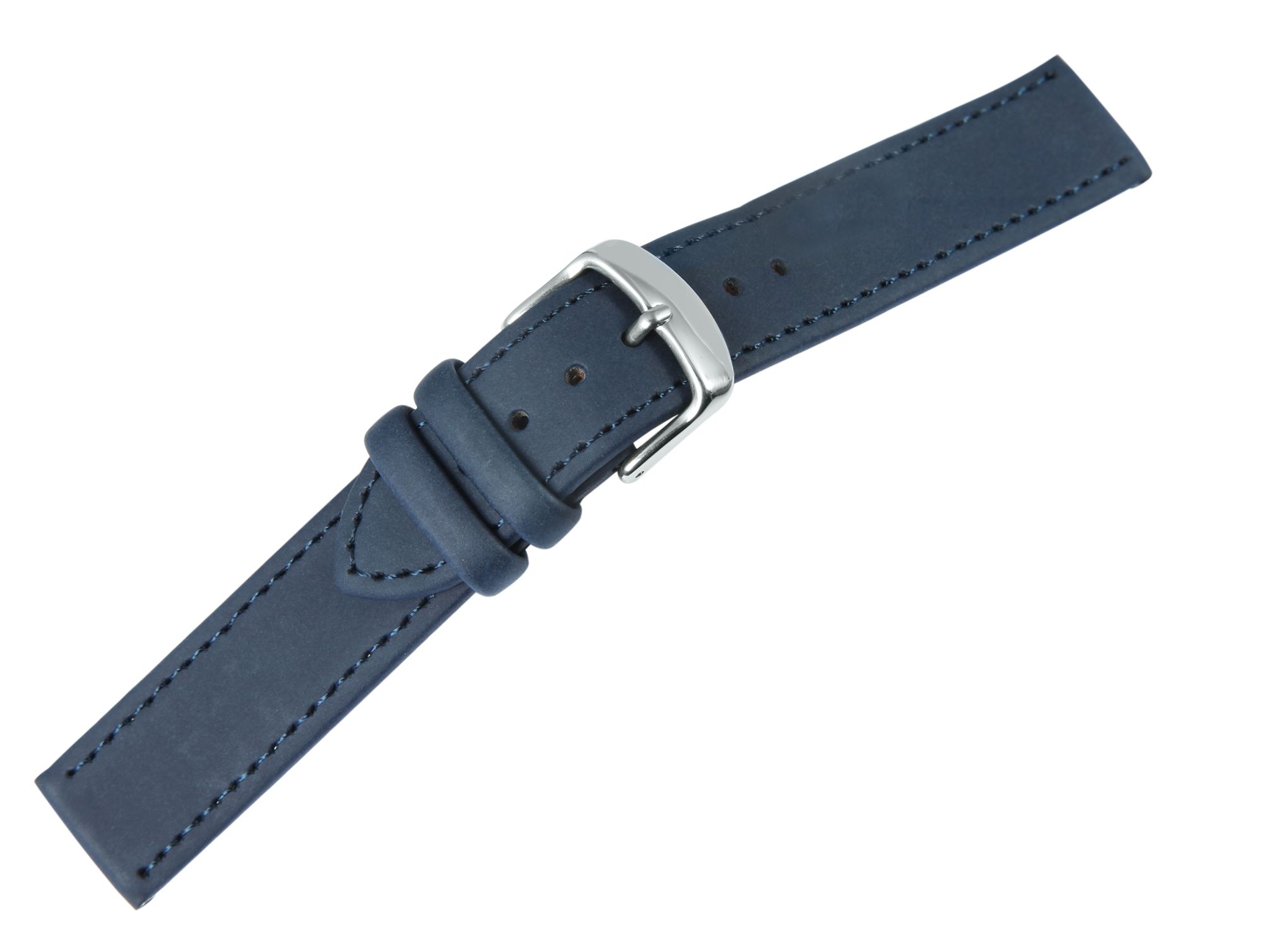 Echtleder Uhrenarmband, flach, dunkelblau, 14 mm