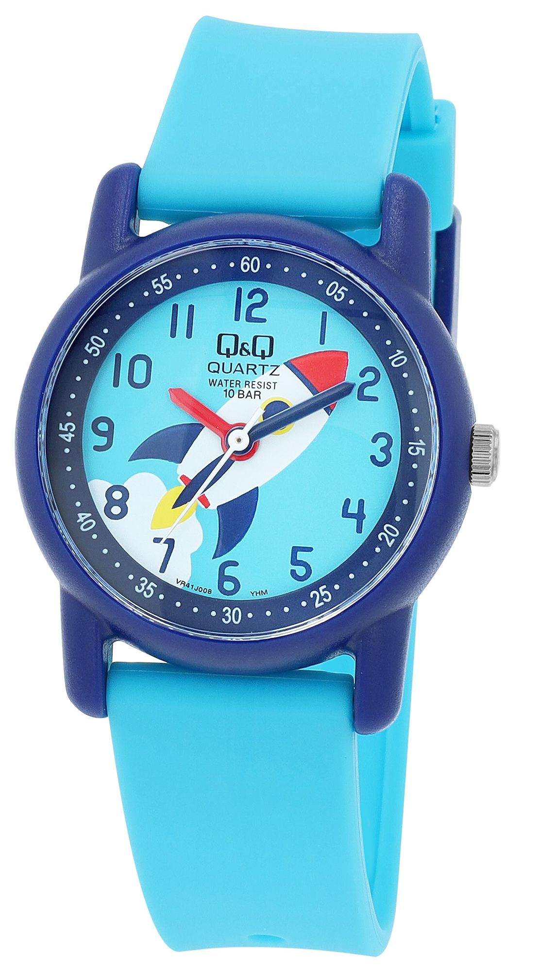 Q&Q Kinderuhr "Rakete", Band aus Resin, 10 ATM