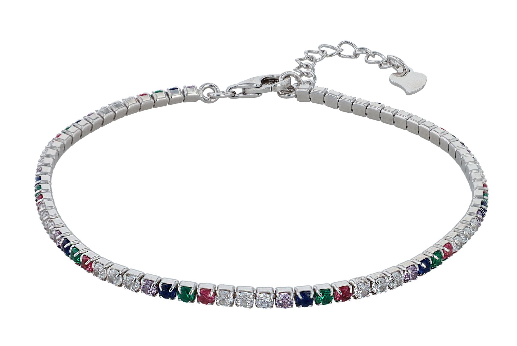925/- Echt Silber Tennisarmband "Twyla" mit buntem Besatz, rhodiniert