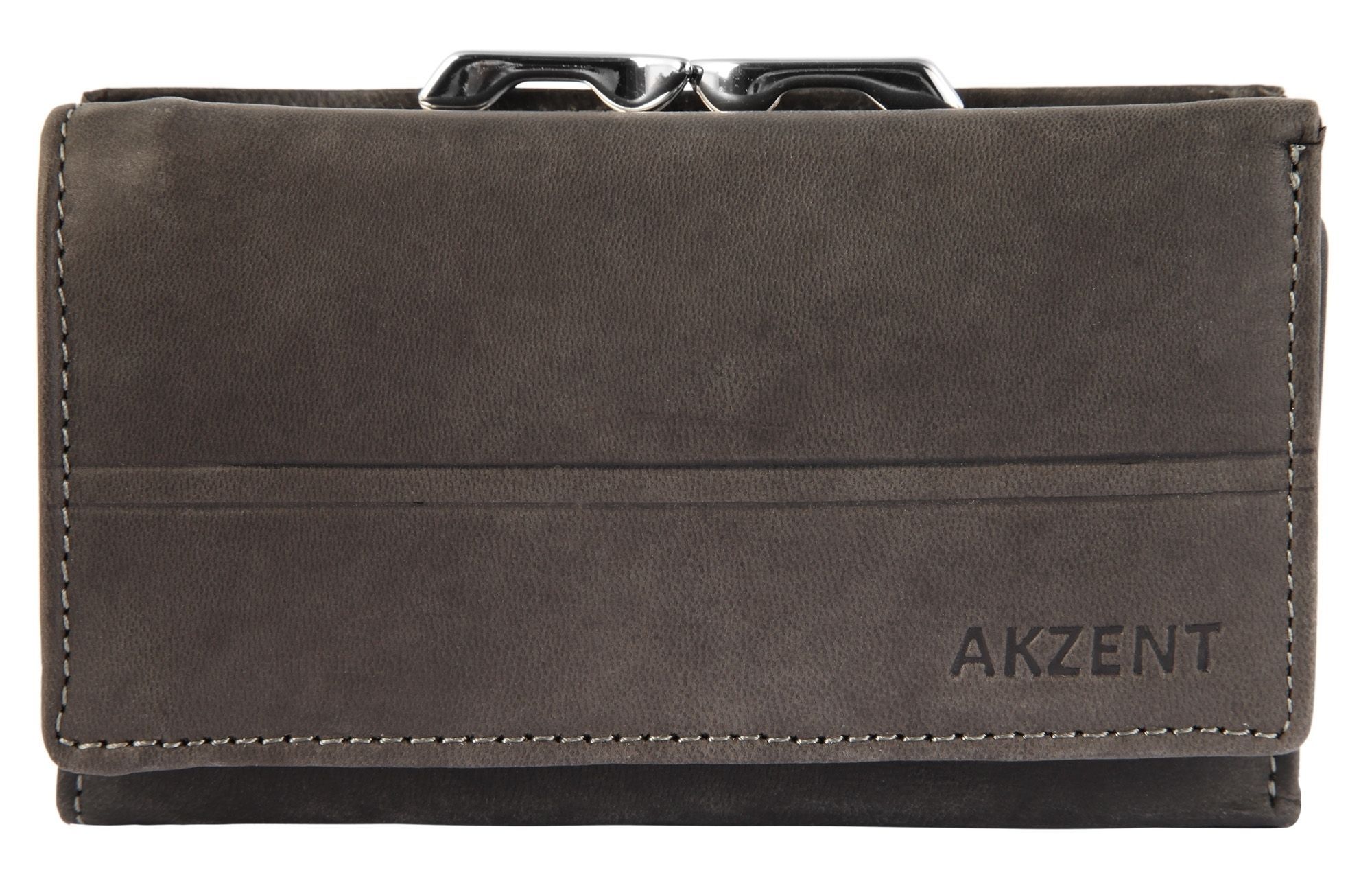 Akzent Damen Geldbörse aus Echtleder, Grau