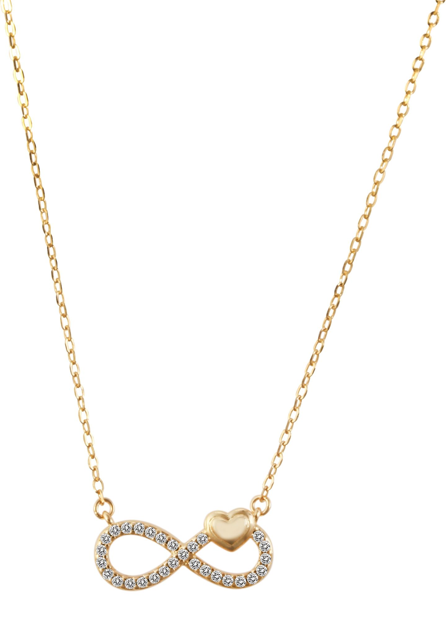 "Jihan", 925/- Echt Silber Halskette mit Anhänger Infinity mit Zirkonia, vergoldet, 42 cm