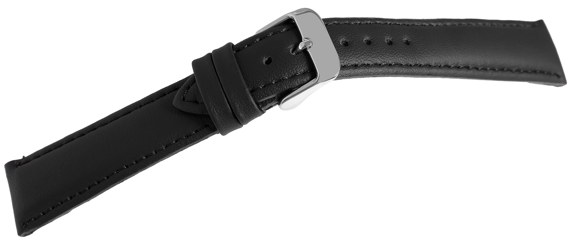 Echtleder Uhrenarmband, schwarz, gepolstert, VE-6