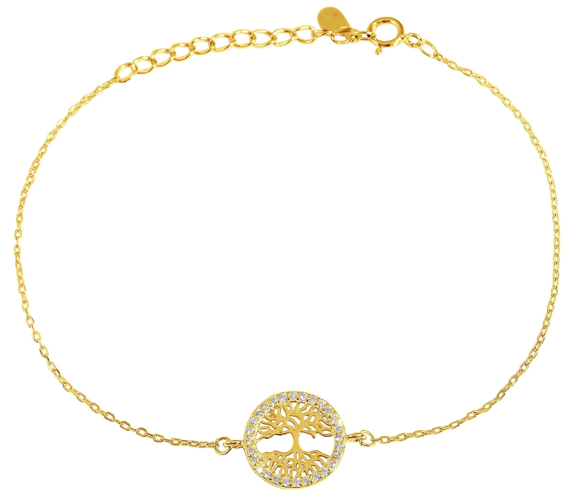 925/- Echt Silber Armband "Bina", Lebensbaum, Zirkoniabesatz, vergoldet