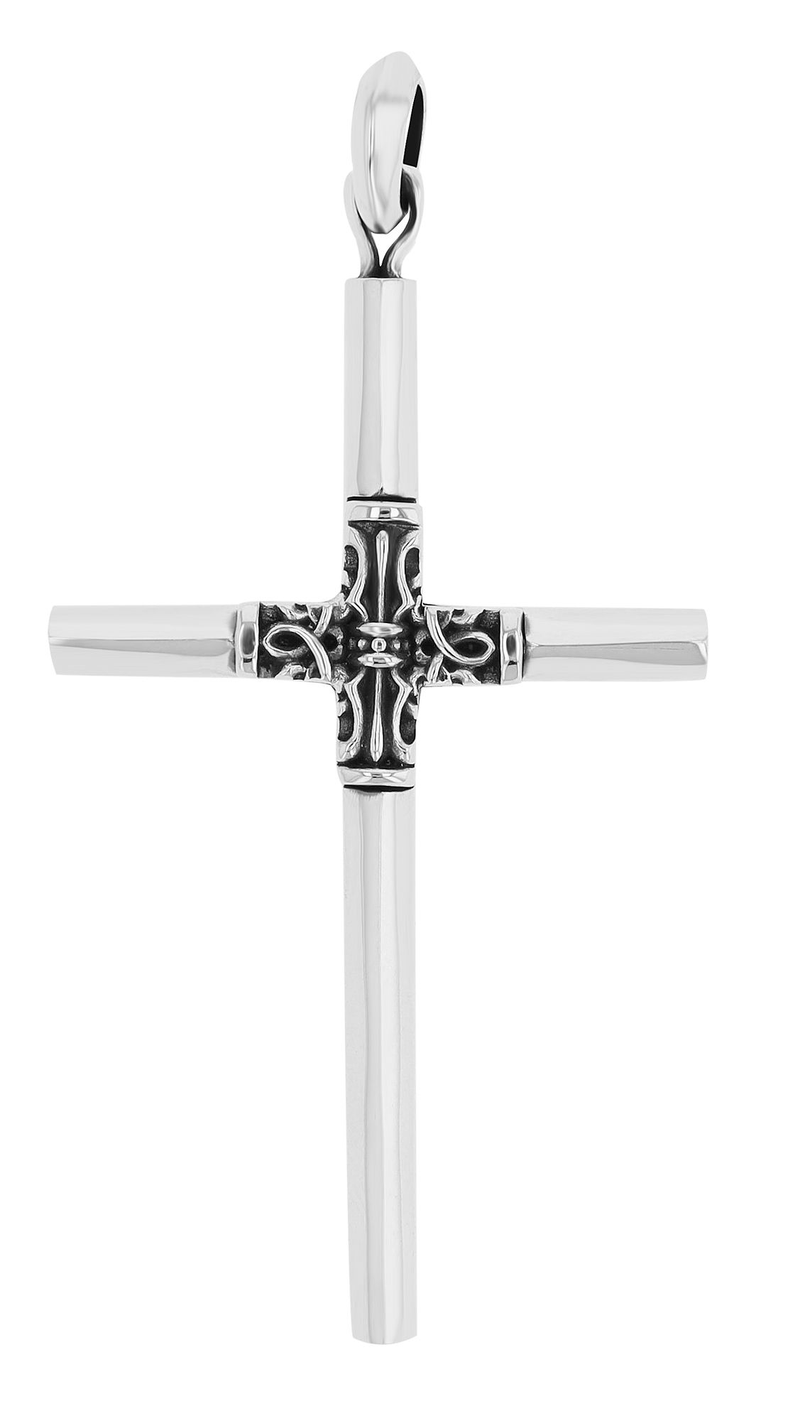 "Alaric"  925er Echt Silber Anhänger - Kreuz mit Ornament, rhodiniert