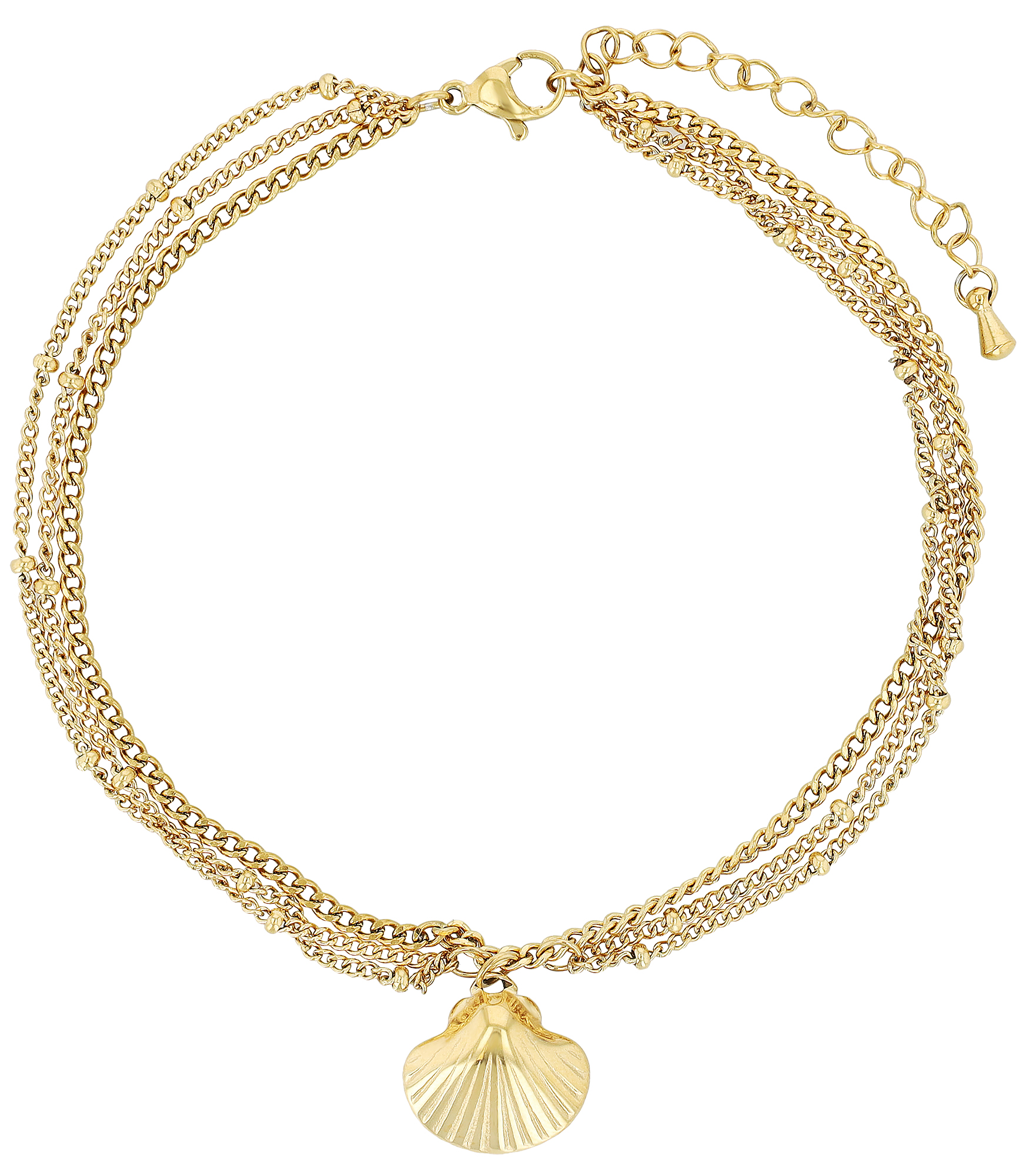 "Demi" Fußkette Muschel im Layering Look, Edelstahl