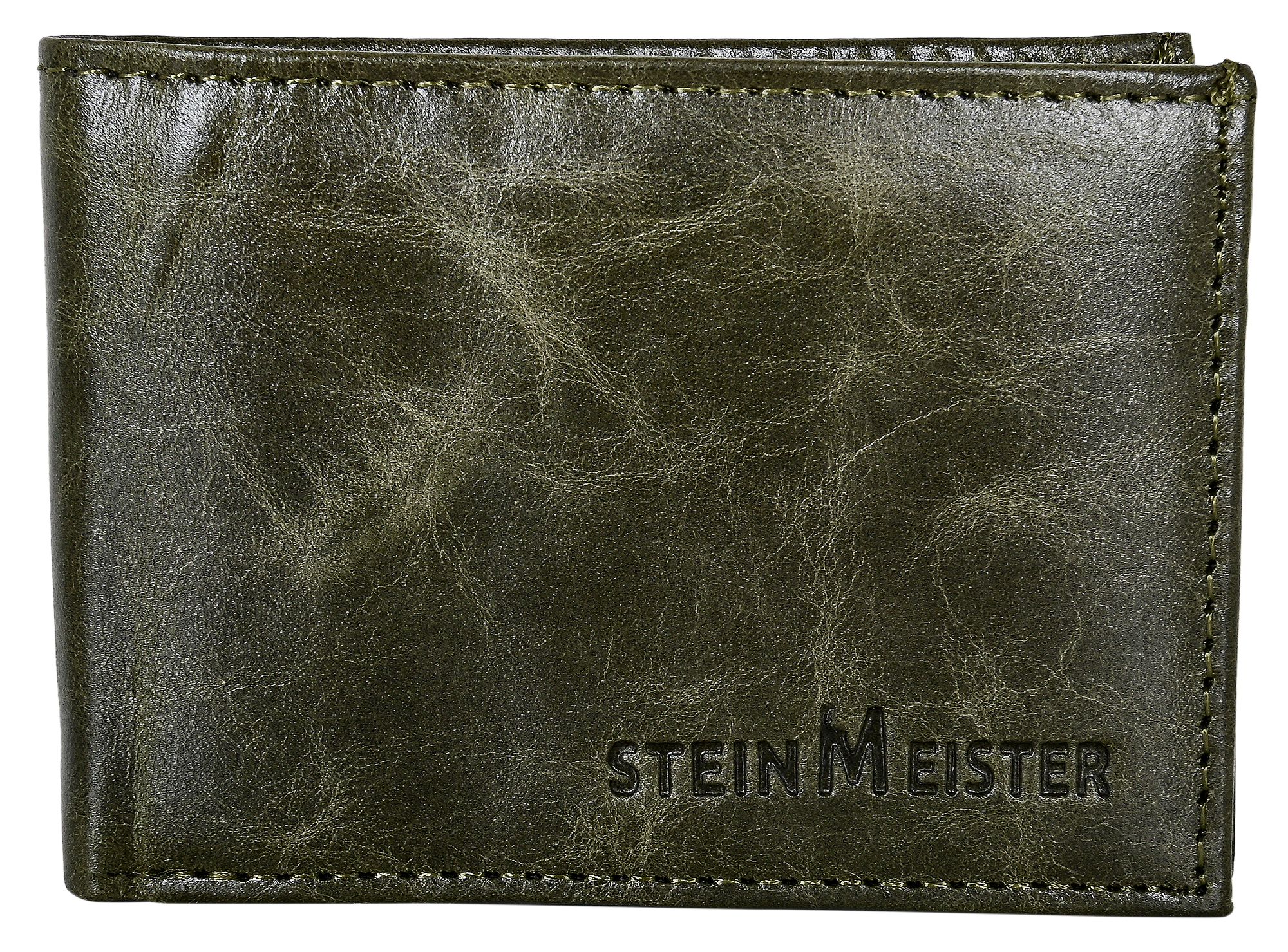 Steinmeister Echtleder Mini-Geldbörse, RFID, Querformat, khaki (grün)