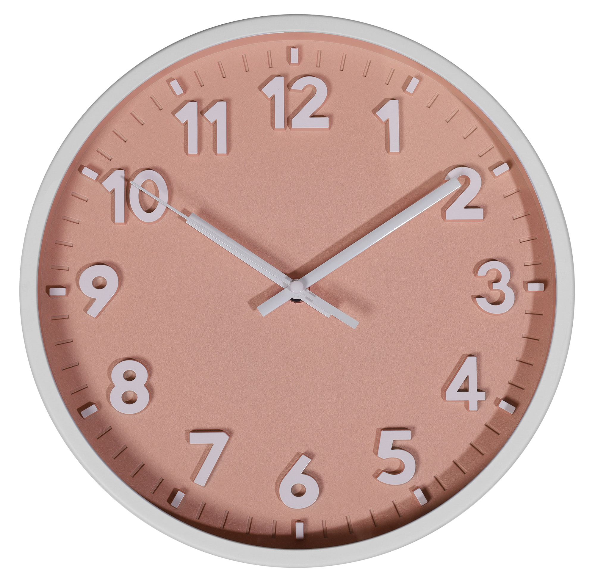Wanduhr - Ø 25,5 cm, weiß/ Apricot  (Pastell-Orange)