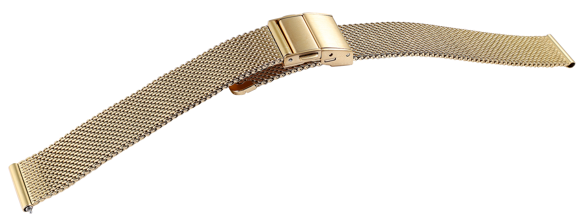 Edelstahl-Milanese (Quick-Release), Faltschließe, goldfarben, 18 mm