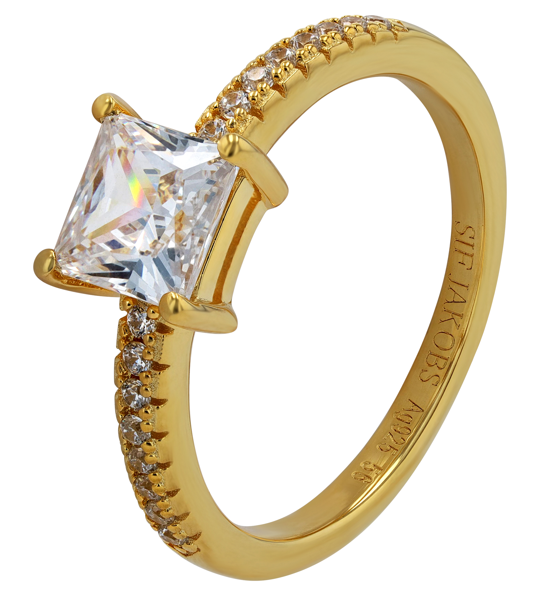 Sif Jakobs Jewellery 925/- Echt Silber Ring "Ellera Quadratto", Gr 54, Zirkonia (weiß), vergoldet