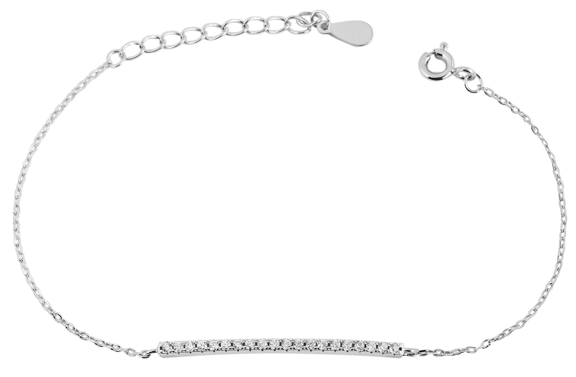 "Caren" 925/- Echt Silber Armband, 16+3 cm, Zirkoniabesatz, rhodiniert