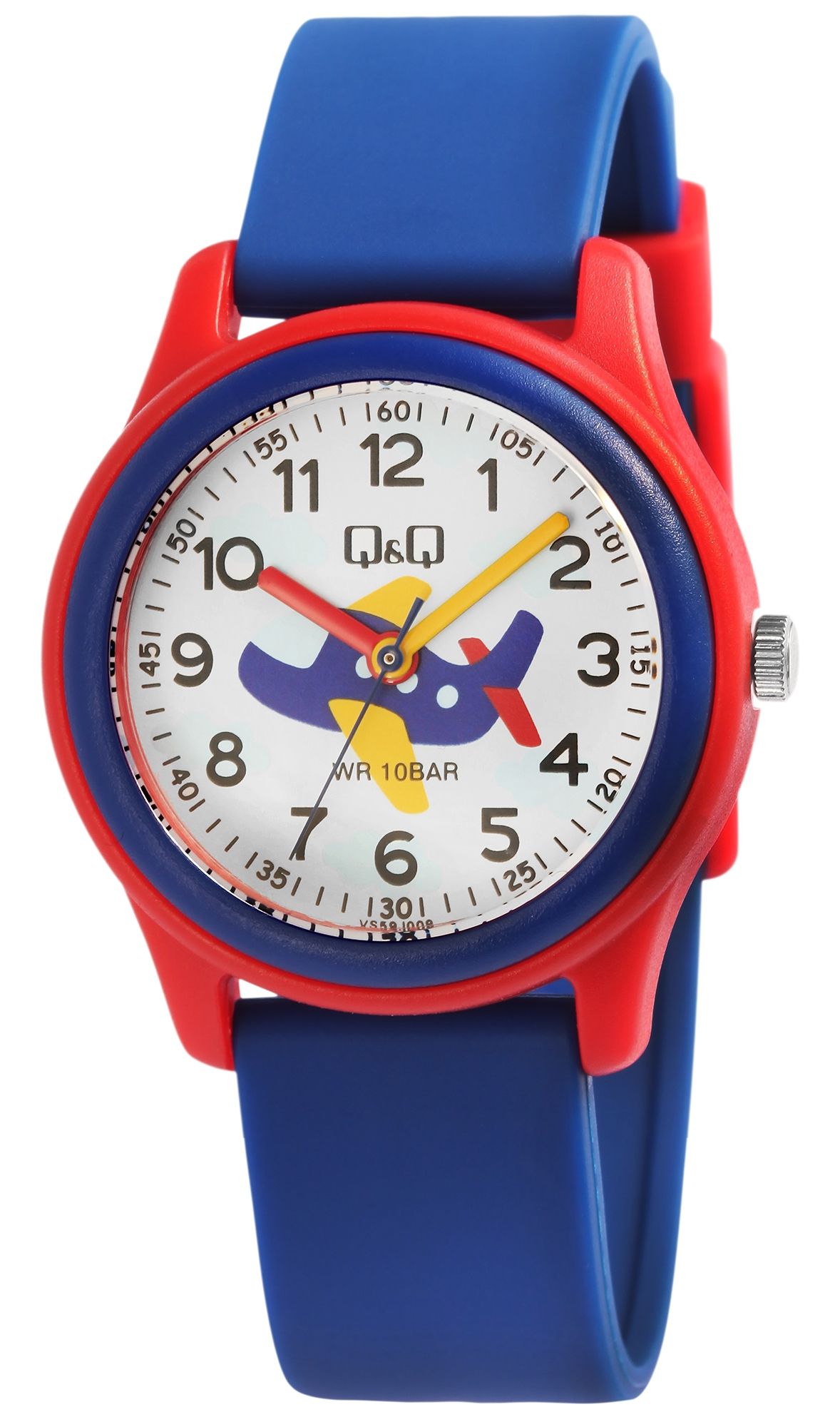 Q&Q Kinderuhr mit Silikonarmband, "Flugzeug" 10 Bar
